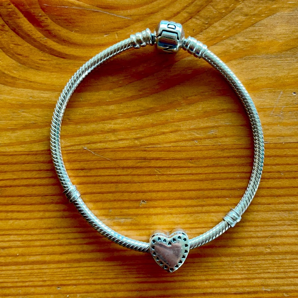 Pandora charm bracelet with heart charm